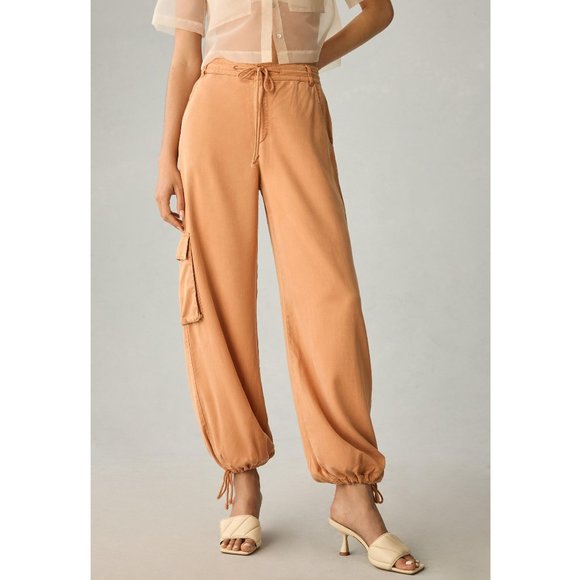 Anthropologie On the Road Drawstring Ankle Cargo Pants Orange - S - Picture 1 of 11
